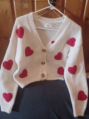 Hearts button up sweater